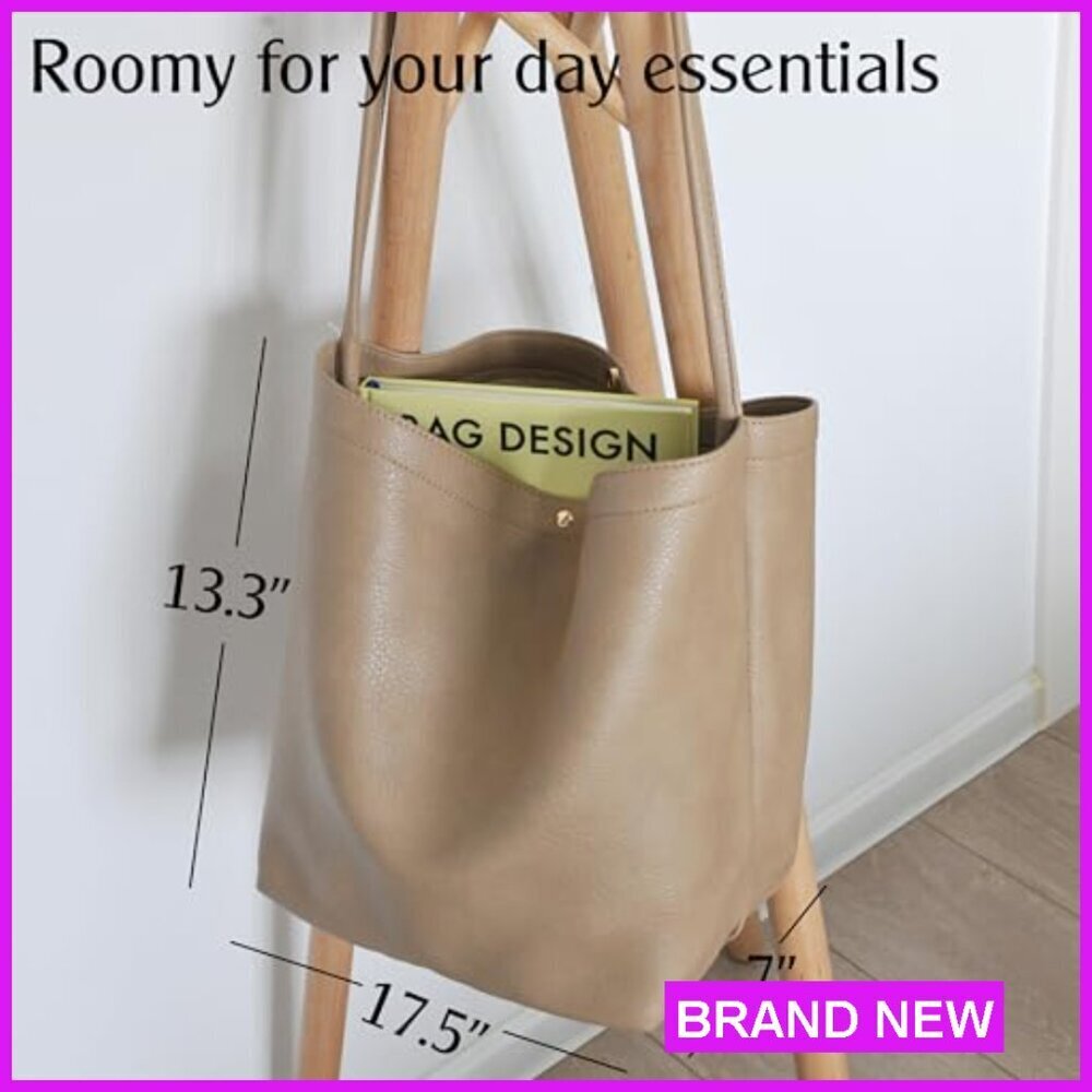 Vegan Leather Hobo Bucket Bag Minimalist Crossbody Shoulder Handbag Chic - Picture 4 of 6
